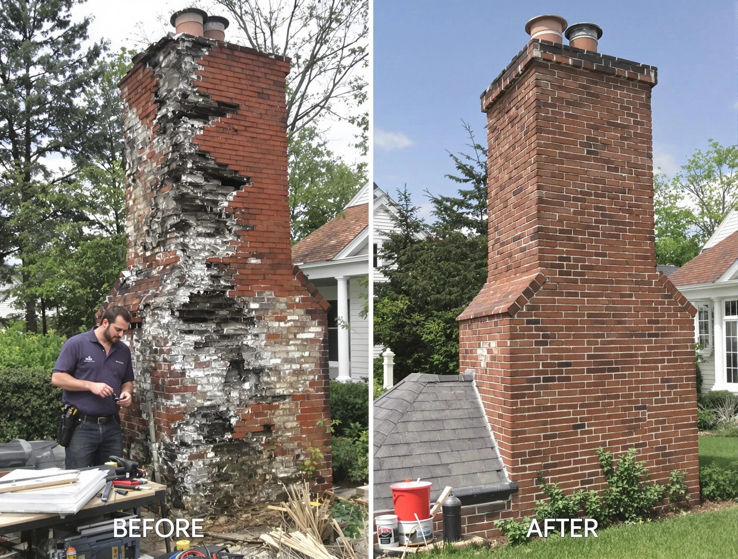 Lakeside Chimney Sweep performing a full chimney restoration in Lakeside, VA