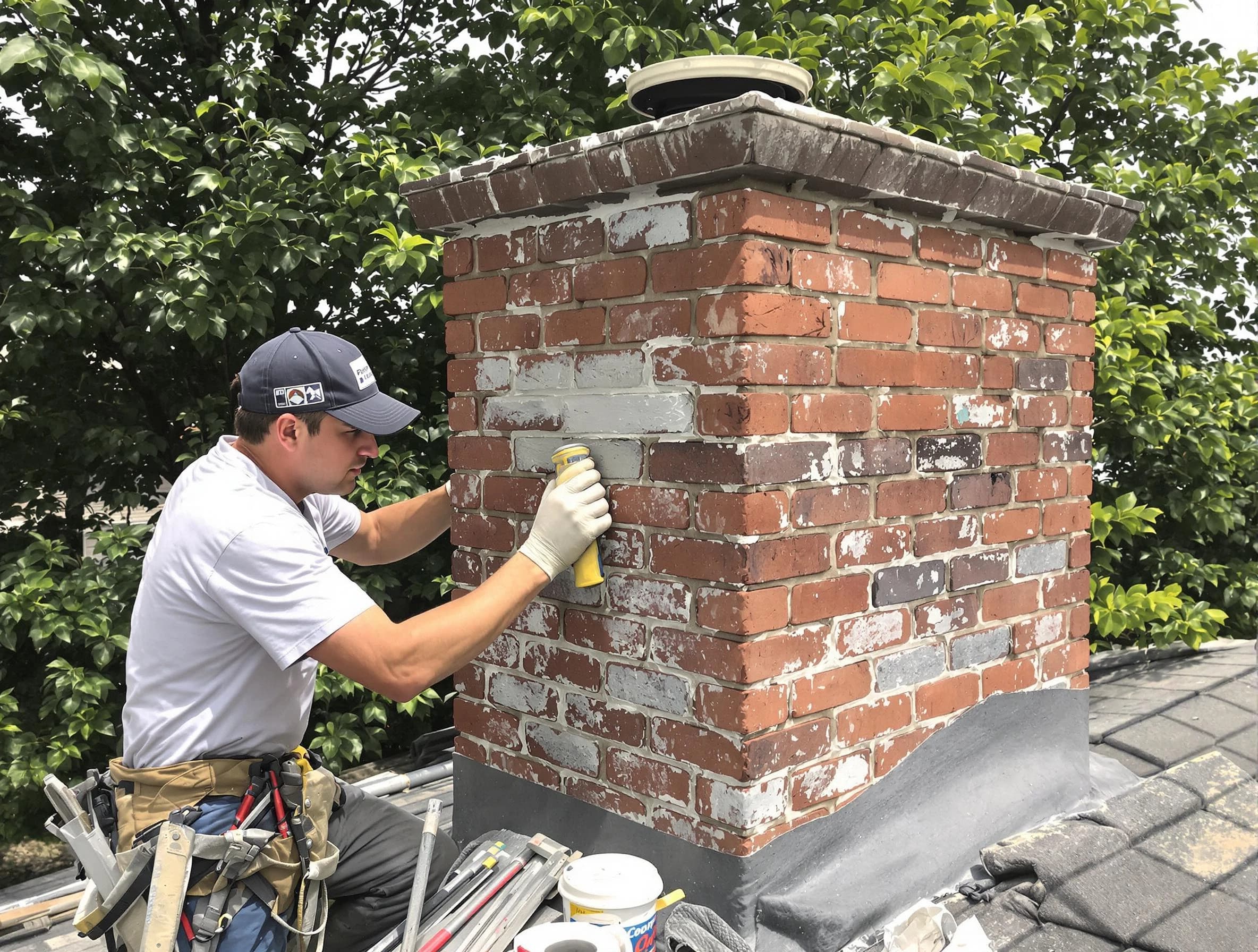 Lakeside Chimney Sweep restoring an aging chimney in Lakeside, VA