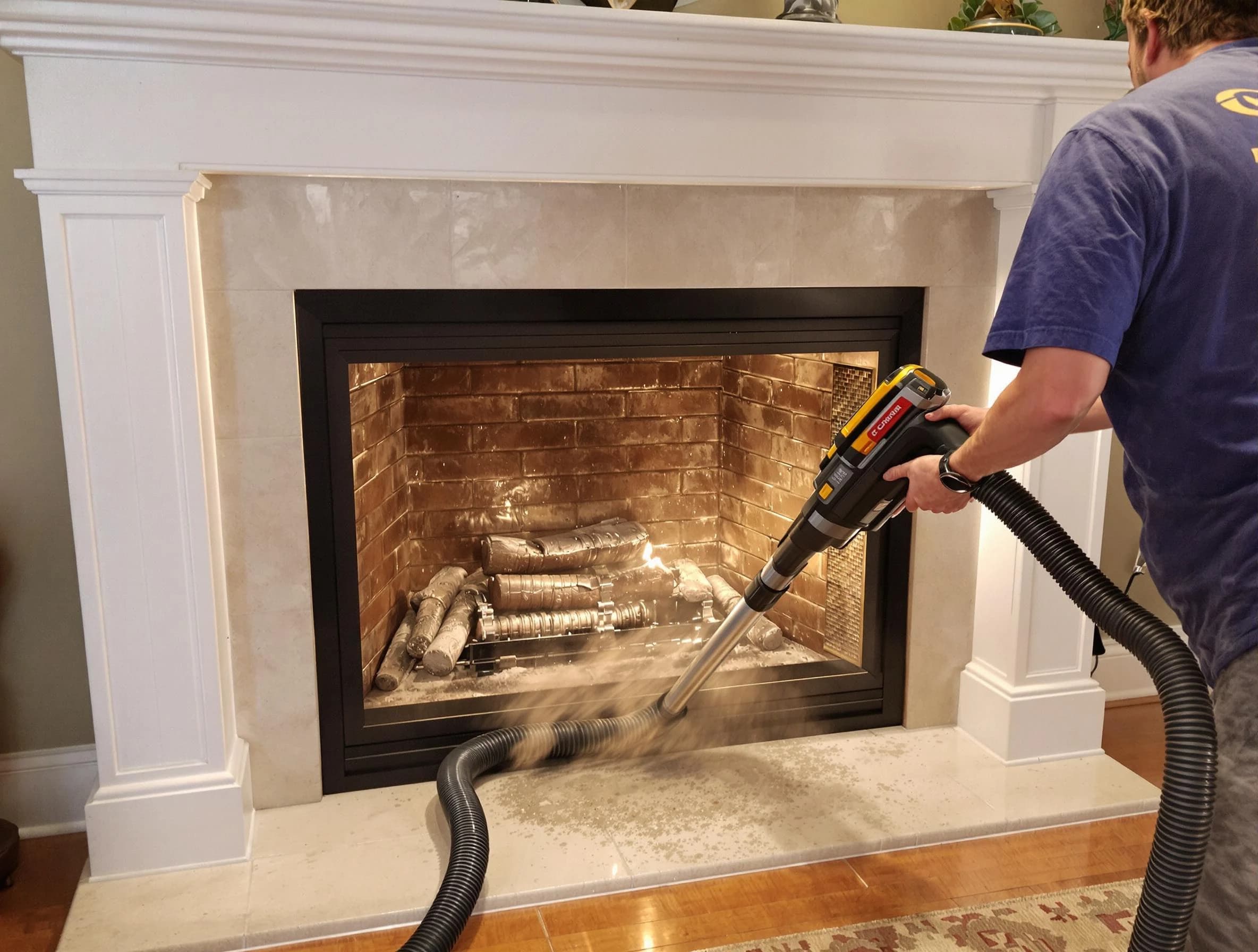 Fireplace cleaning performed by Lakeside Chimney Sweep in Lakeside, VA