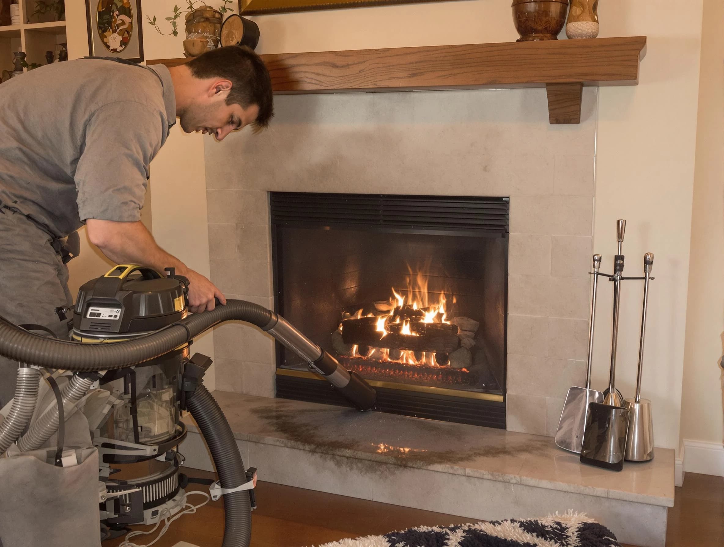 Routine fireplace upkeep by Lakeside Chimney Sweep in Lakeside, VA