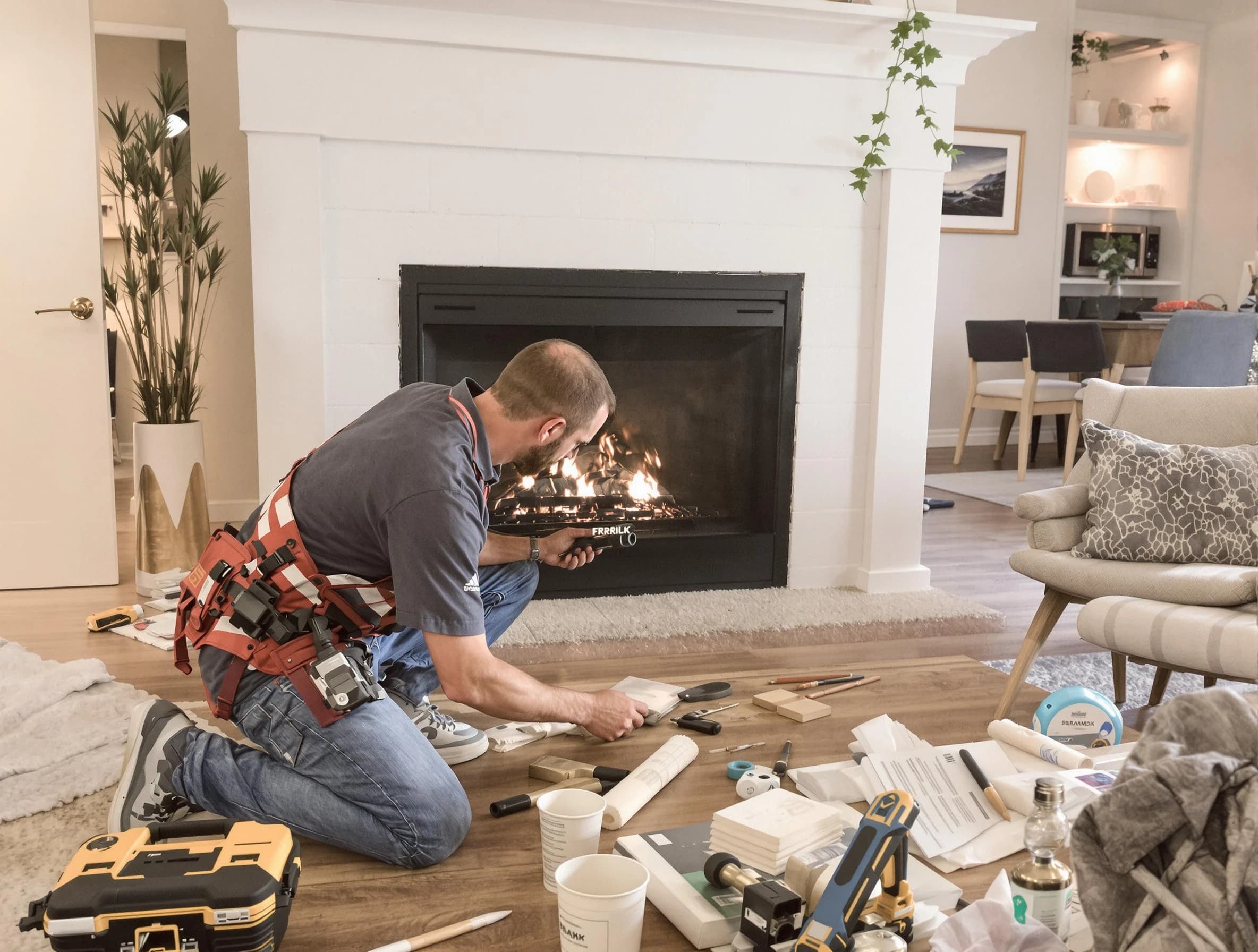 Lakeside Chimney Sweep performing fireplace repair in Lakeside, VA
