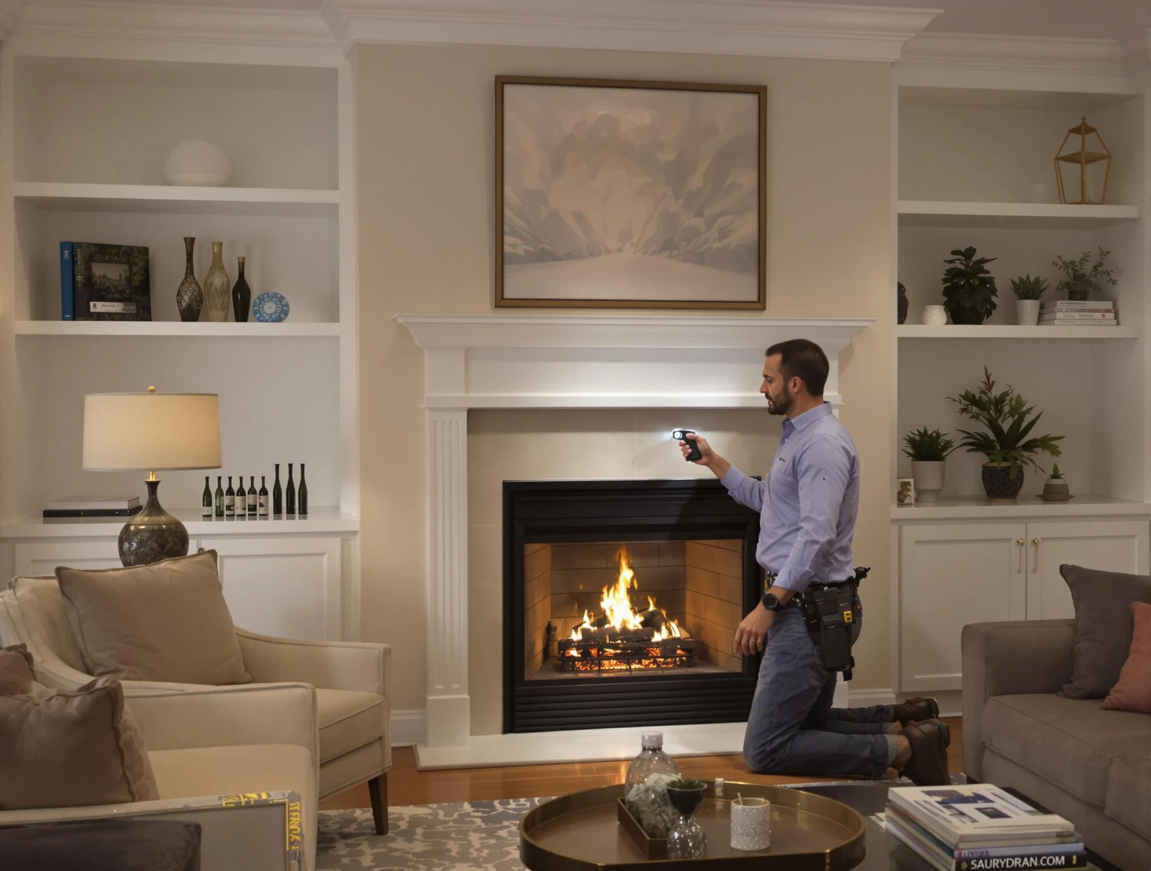 Lakeside Chimney Sweep conducting a fireplace safety inspection in Lakeside, VA