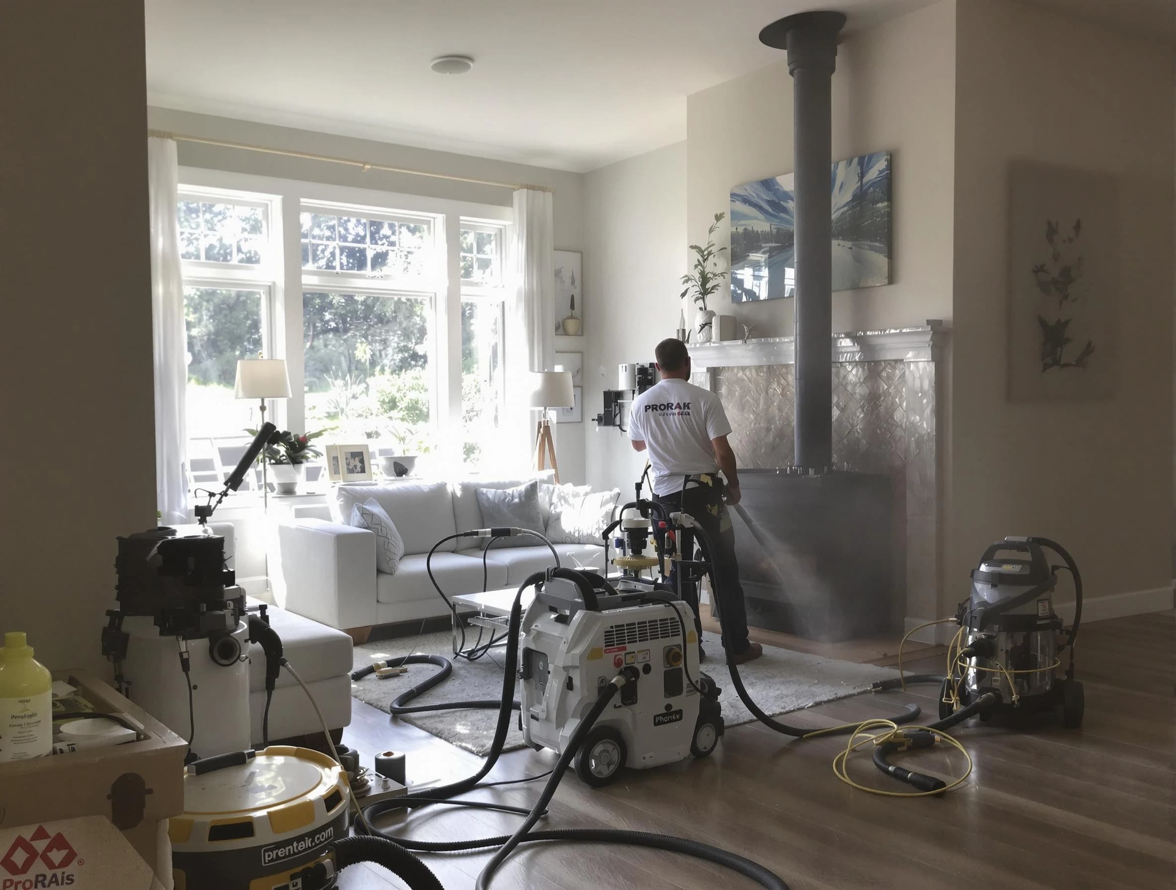 Soot removal service by Lakeside Chimney Sweep for a fireplace in Lakeside, VA
