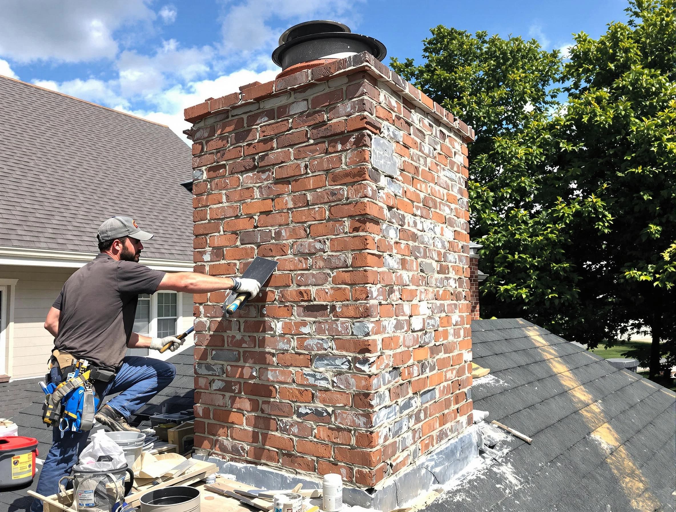 Completed chimney rebuild by Lakeside Chimney Sweep in Lakeside, VA