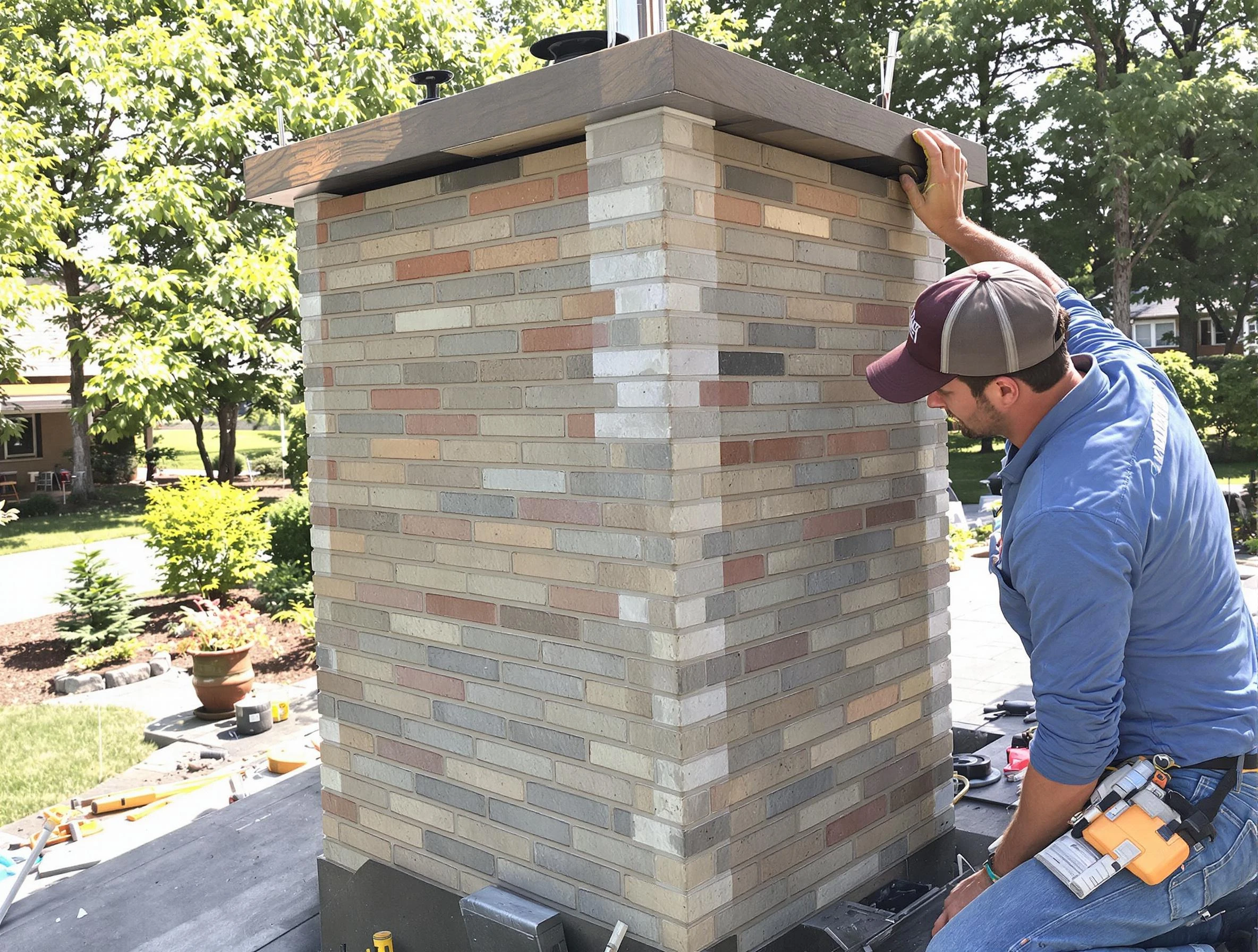 Lakeside Chimney Sweep completing a modern chimney remodel in Lakeside, VA