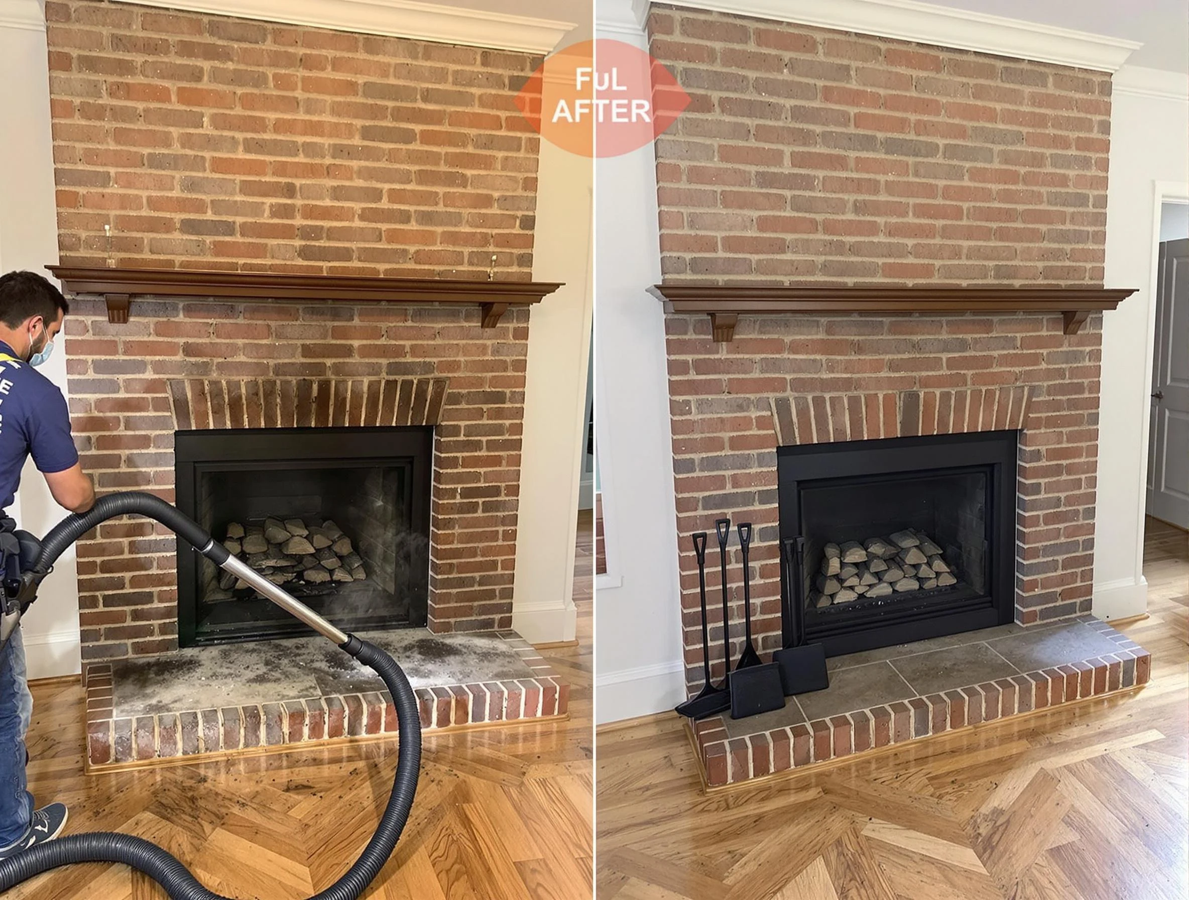 Lakeside Chimney Sweep carefully sanitizing a fireplace in Lakeside, VA