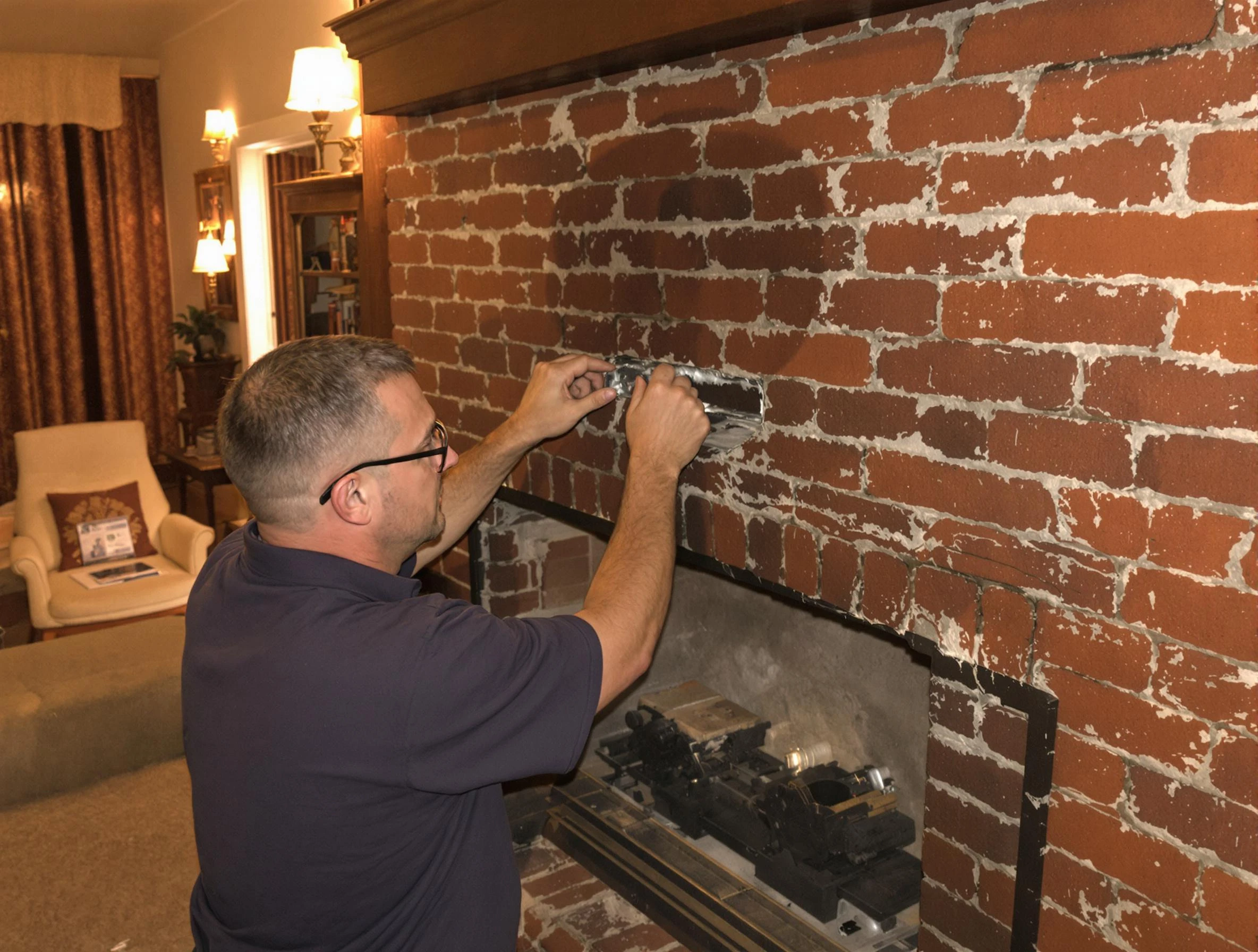 Lakeside Chimney Sweep expert fixing a fireplace in Lakeside, VA